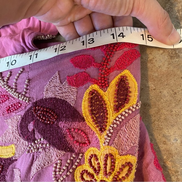 Anthropologie Maeve Embroidered Mini Dress US Size 2 Beaded Floral Open Back - Picture 11 of 16